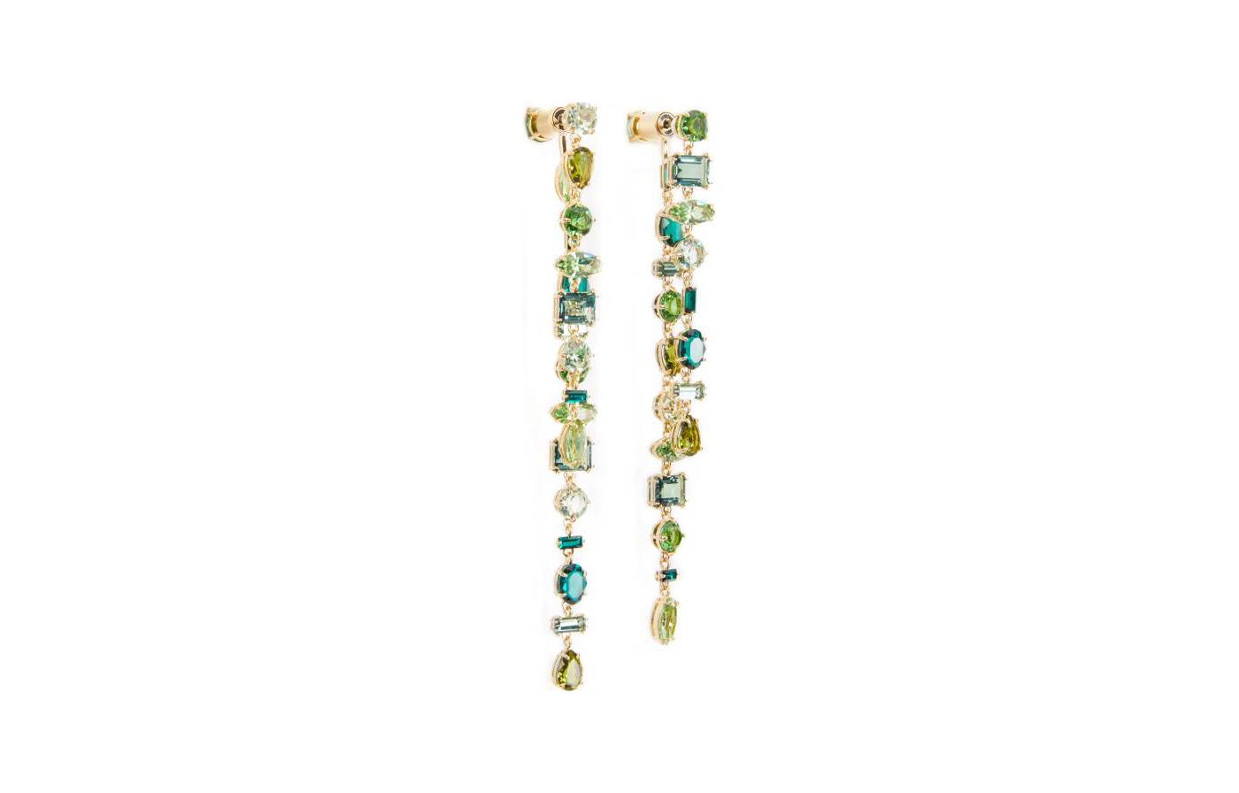 (Women) Swarovski Gold-Plated Green Earrings for Women with Multicolor Pave Design. 5657390 圖 3