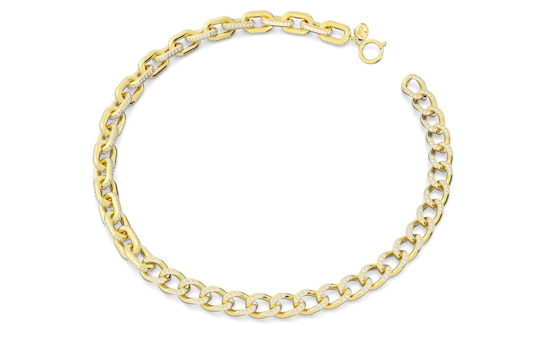 Lookbook (W) 施华洛世奇金色水晶项链女士款 - 混合链条设计。 5655436