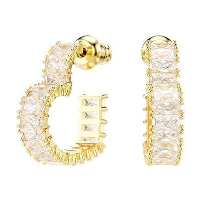 (Women) Swarovski Gold Heart Open Design Earrings with Cubic Zirconia for Women 5693512