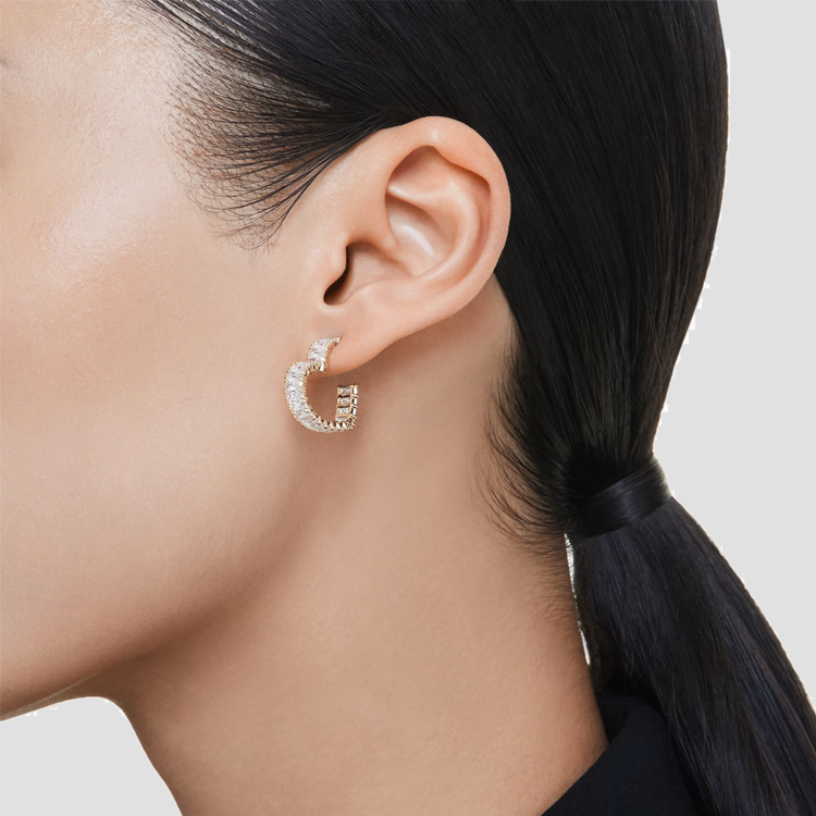 (Women) Swarovski Gold Heart Open Design Earrings with Cubic Zirconia for Women 5693512 圖 6