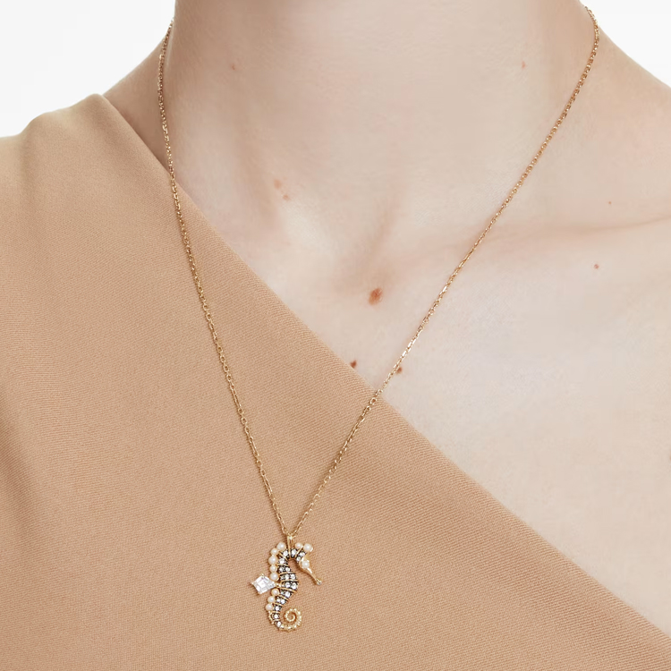 (Women) Swarovski Gold Seahorse Pendant Pearl Necklace for Women. 5690874 圖 3