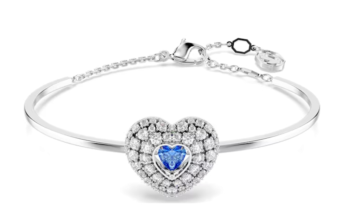 (Women) Swarovski Heart Design Rhodium-Plated Bracelet for Women - Blue. 5680393 圖 2