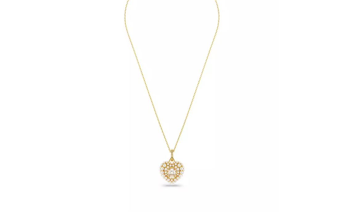 (Women) Swarovski Heart Pendant Necklace Gold Crystal Pearl for Women. 5680399