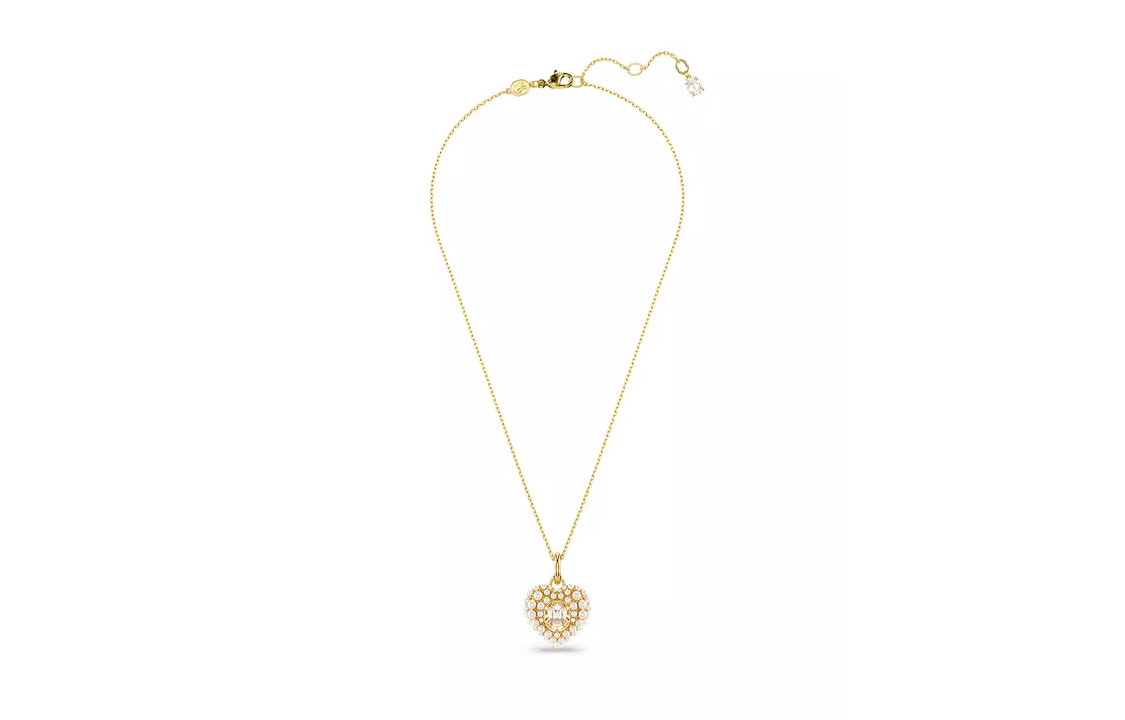 (Women) Swarovski Heart Pendant Necklace Gold Crystal Pearl for Women. 5680399 圖 3