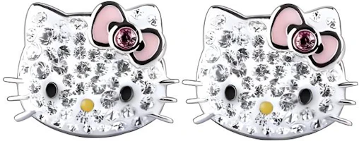 (Women) Swarovski Hello Kitty Pink Bow Crystal Cat Ear Stud Earrings for Women. 1175745 (Women) Swarovski Hello Kitty Pink Bow Crystal Cat Ear Stud Earrings for Women. 1175745