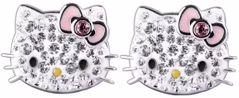 Order (W) 施華洛世奇 Hello Kitty 粉蝴蝶結貓耳水晶耳環 女款 1175745