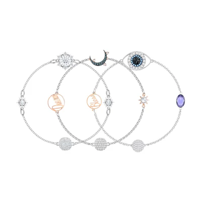 (Women) Swarovski Holiday Edition Remix Bracelet Set with Charms & Gift Box - Silver. 5459609+5458089