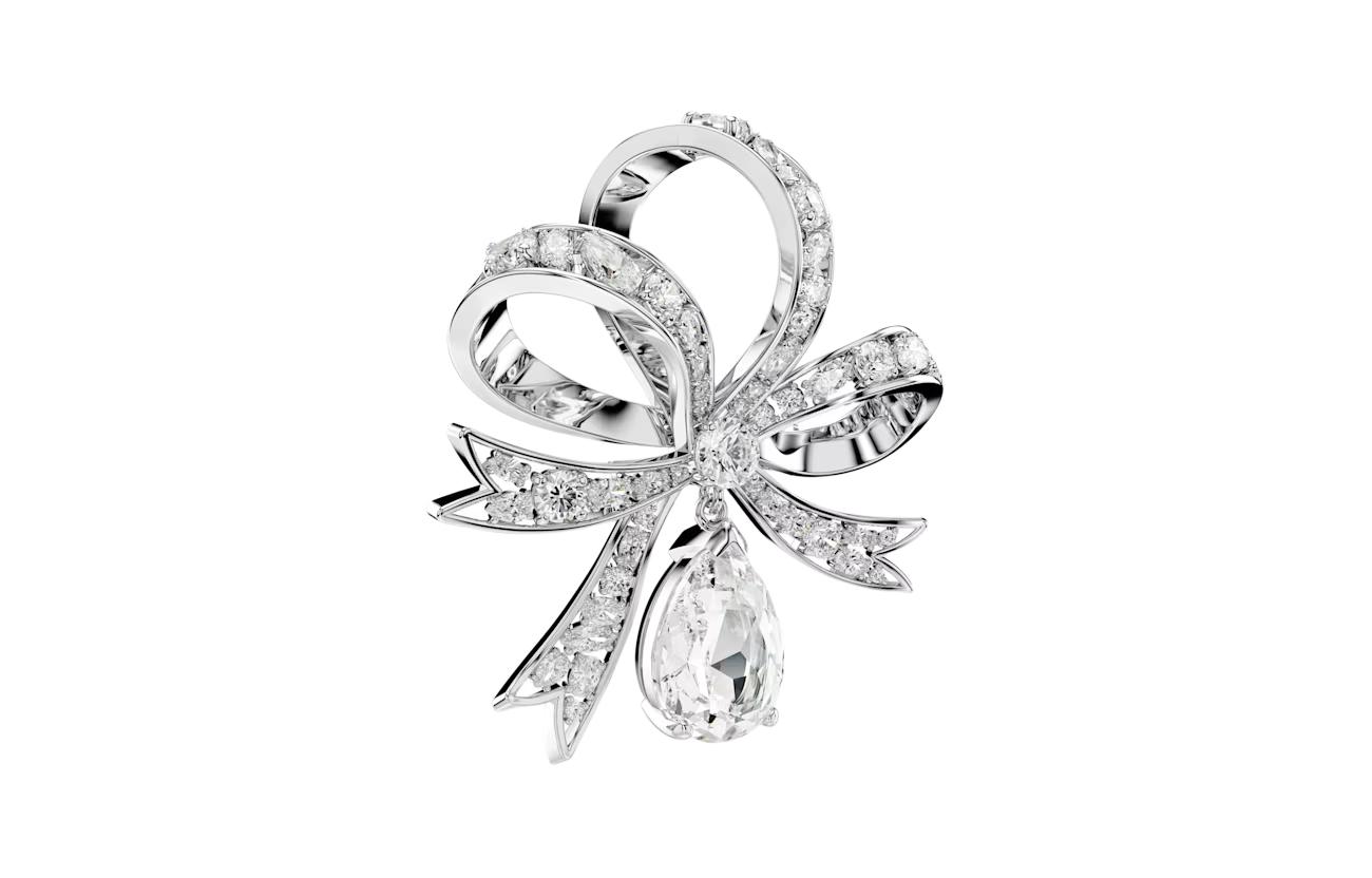 Shop (W) 施華洛世奇Hyperbola銀色蝴蝶結鋯石胸針女士款 5680678