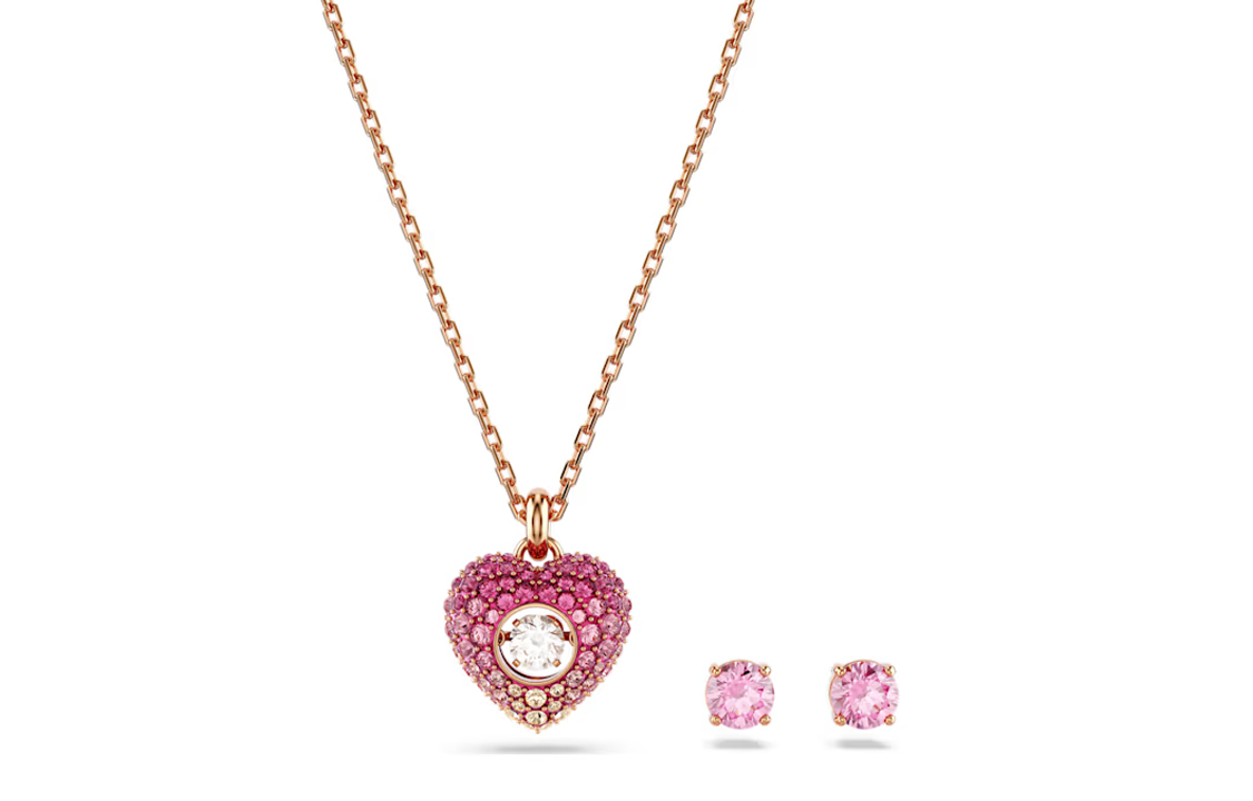 (Women) Swarovski Hyperbola Heart Geometric Necklace Set Rose Gold with Cubic Zirconia. 5683574 圖 2