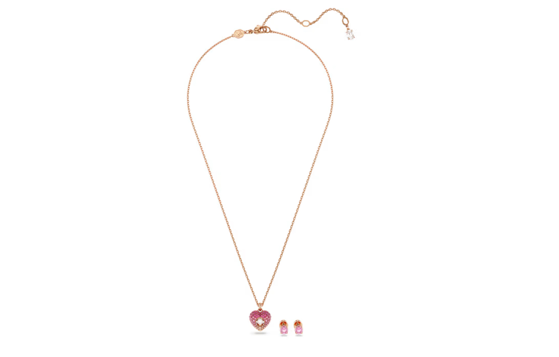 (Women) Swarovski Hyperbola Heart Geometric Necklace Set Rose Gold with Cubic Zirconia. 5683574 圖 4