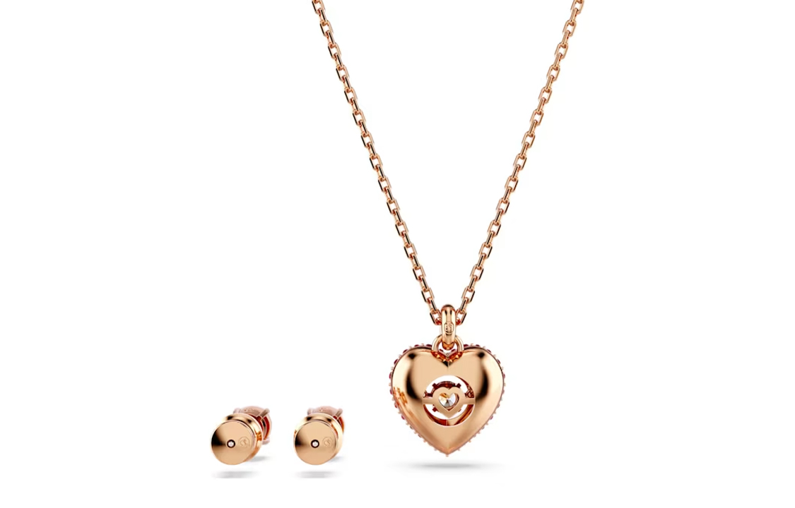 (Women) Swarovski Hyperbola Heart Geometric Necklace Set Rose Gold with Cubic Zirconia. 5683574 圖 5