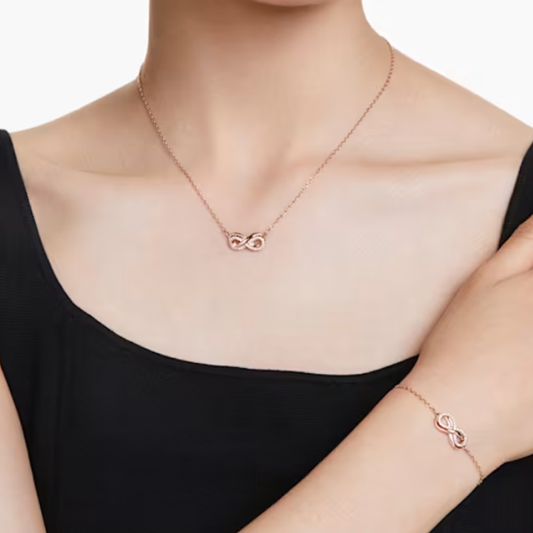 (Women) Swarovski Hyperbola Pendant Necklace Rose Gold with Cubic Zirconia for Women. 5682483 圖 5