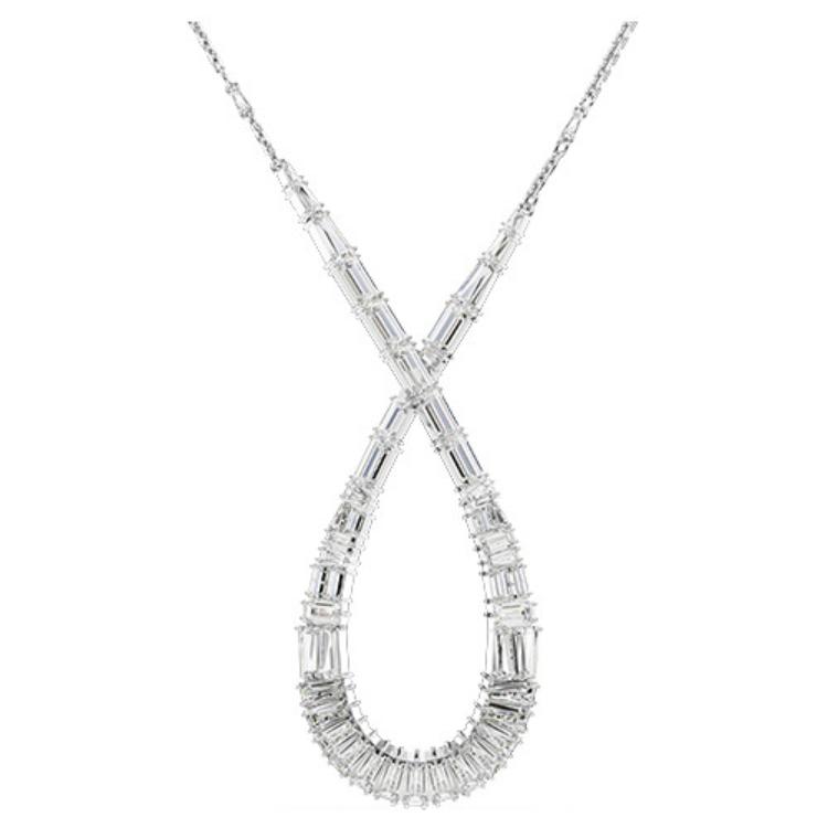 (Women) Swarovski Hyperbola Rhodium-Plated Necklace for Women - Silver. 5679438 圖 2