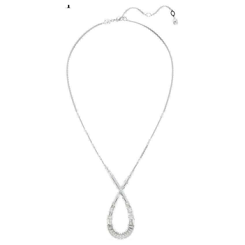 (Women) Swarovski Hyperbola Rhodium-Plated Necklace for Women - Silver. 5679438 圖 3