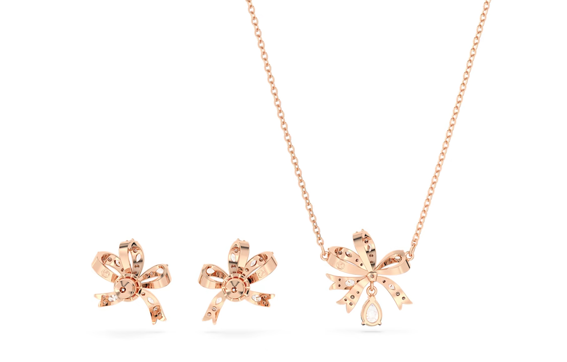 (Women) Swarovski Hyperbola Rose Gold-Tone Bow Necklace for Women. 5661680 圖 3