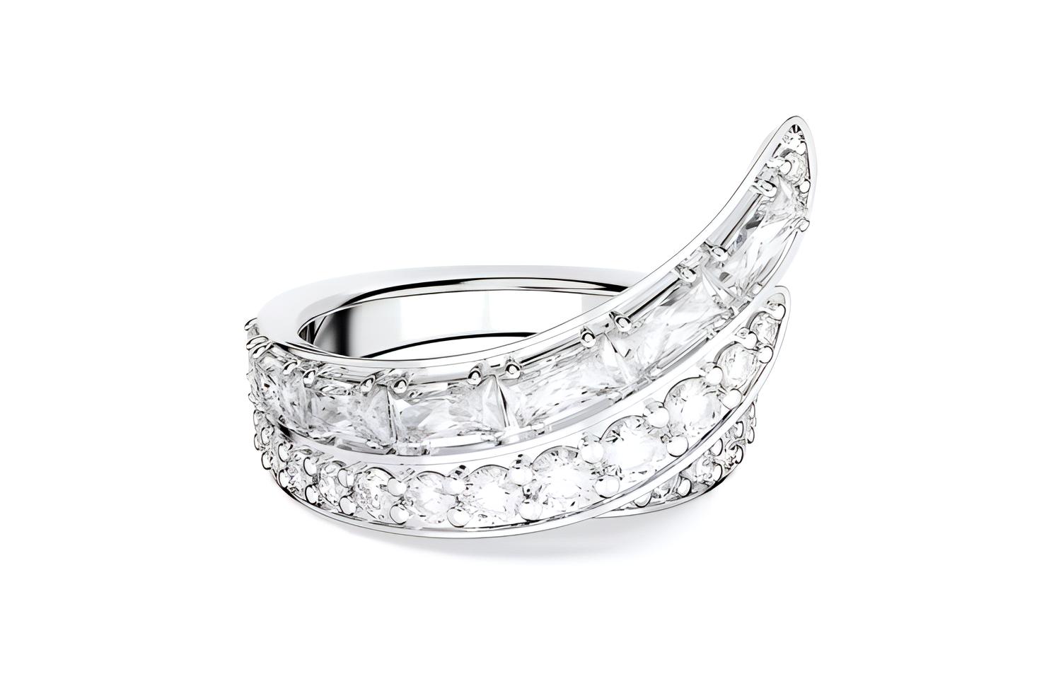 (Women) Swarovski Hyperbola Silver Rhodium-Plated Cocktail Ring for Women. 5665341