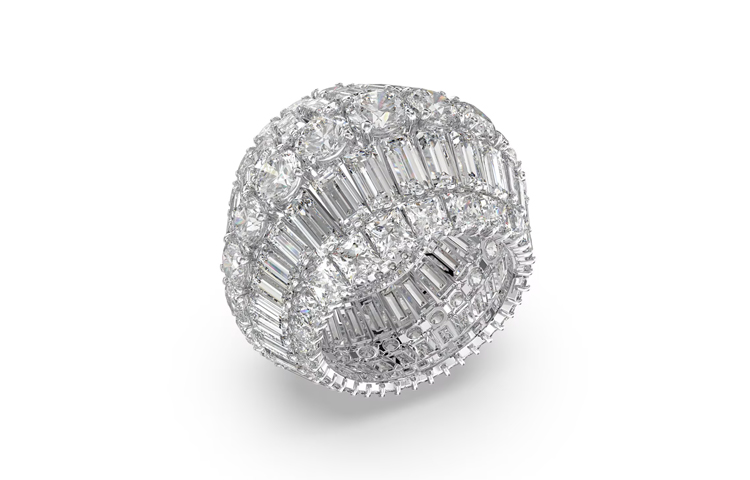 Lookbook (W) Anillo Swarovski Hyperbola Zirconia Blanca Bañado en Rodio de Moda. 5598341