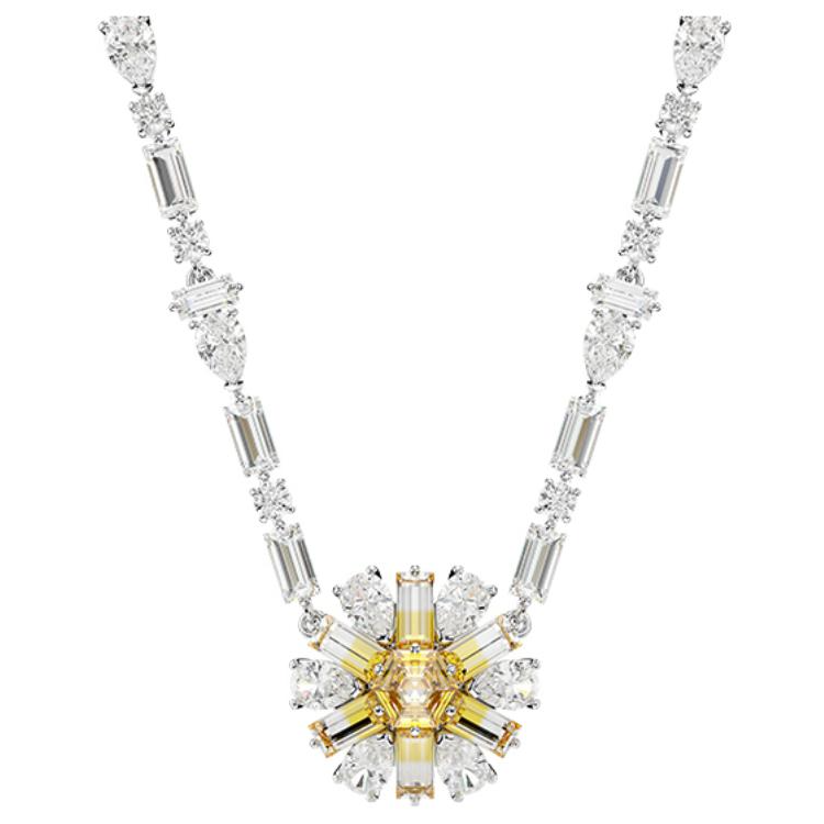 (Women) Swarovski IDYLLIA Flower Pendant Rhodium-Plated Cubic Zirconia Necklace Silver 5679916