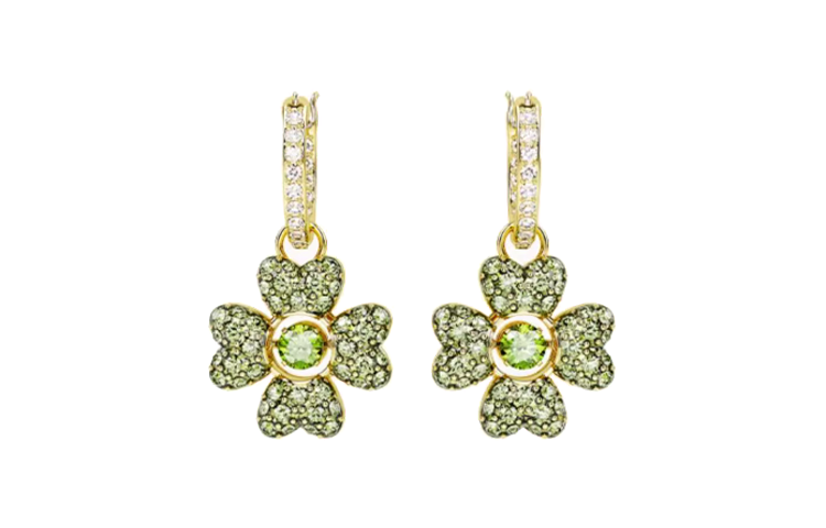 (Women) Swarovski IDYLLIA Gold-Plated Four-Leaf Clover Green Teardrop Earrings for Women 5670664 圖 2