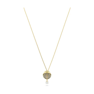 (Women) Swarovski Idyllia Gold-Toned Crystal Pearl Seashell Necklace for Women. 5683968