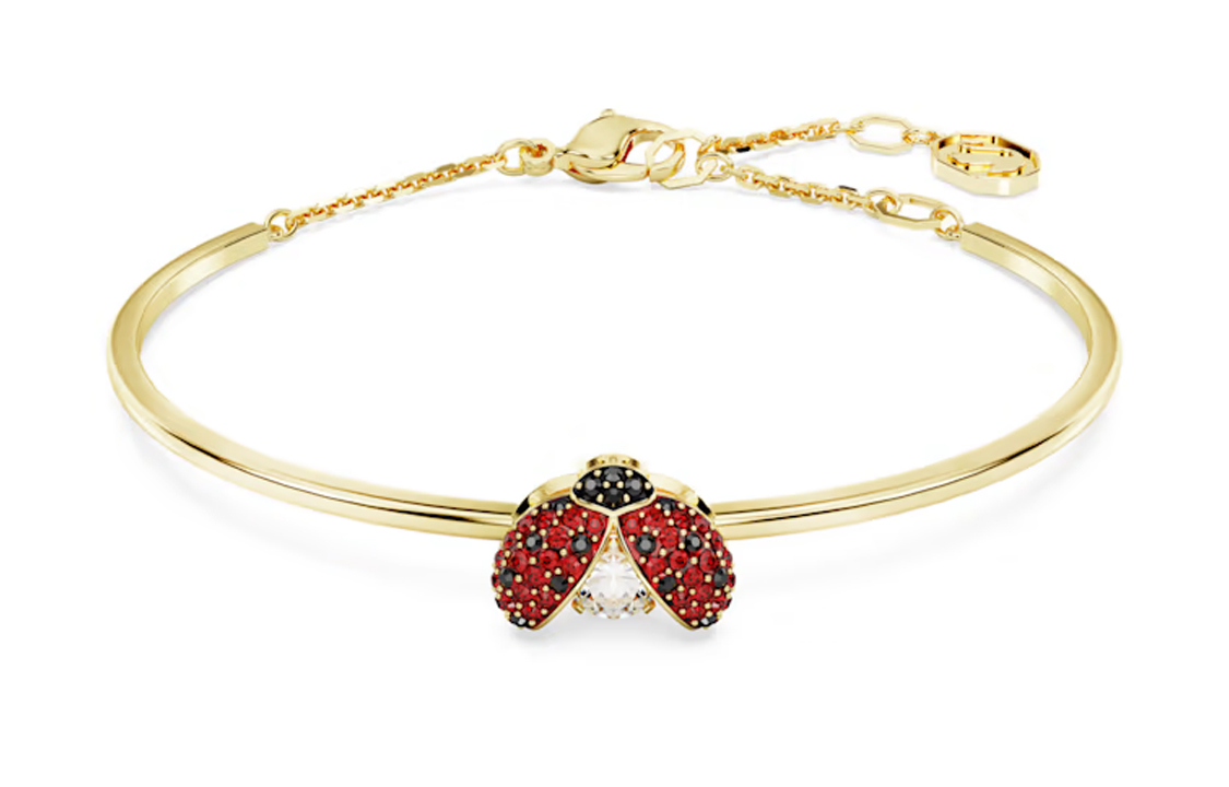 (Women) Swarovski Idyllia Ladybird Red Crystal Gold-Tone Bracelet for Women. 5670057