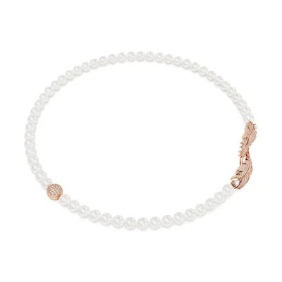 (Women) Swarovski Idyllia Rose Gold-Tone Crystal Pearl Necklace for Women - White. 5669221