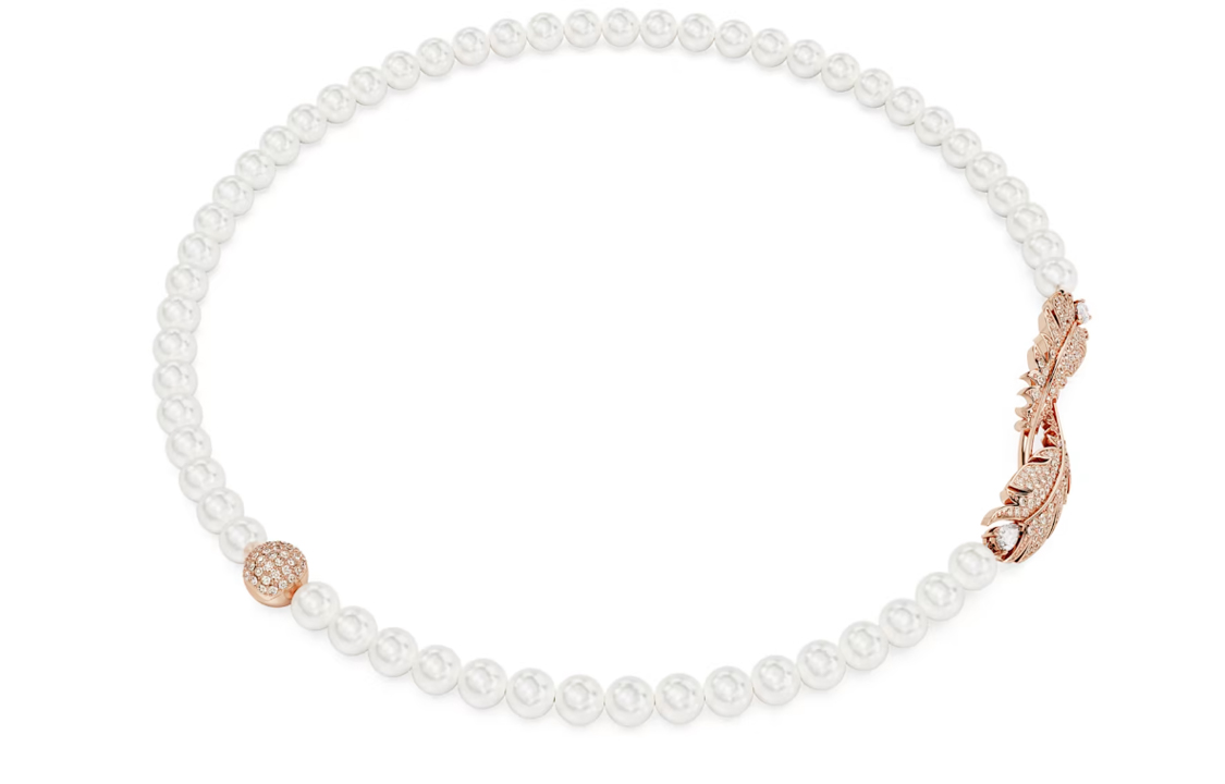 (Women) Swarovski Idyllia Rose Gold-Tone Crystal Pearl Necklace for Women - White. 5669221 圖 2
