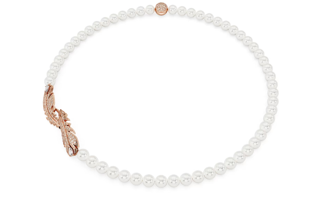 (Women) Swarovski Idyllia Rose Gold-Tone Crystal Pearl Necklace for Women - White. 5669221 圖 3