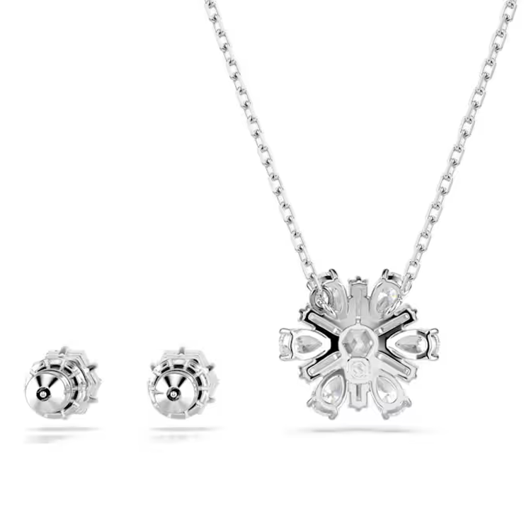 (Women) Swarovski Idyllia Snowflake Set Rhodium Necklace & Earrings for Women - Silver 5691486 圖 3