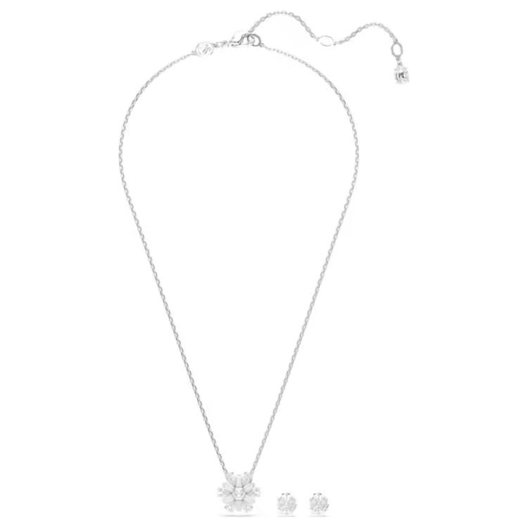 (Women) Swarovski Idyllia Snowflake Set Rhodium Necklace & Earrings for Women - Silver 5691486 圖 4