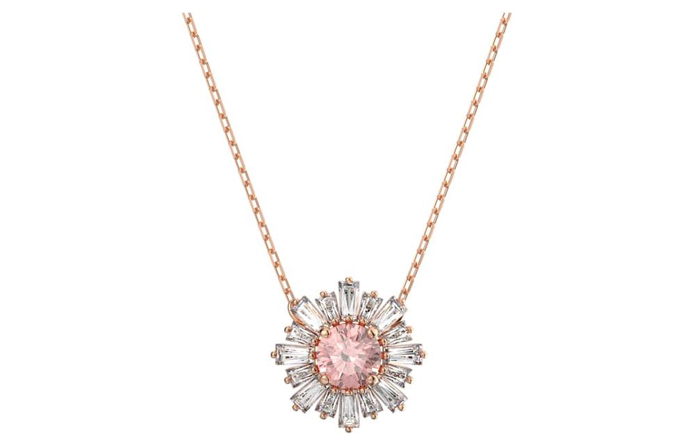 (Women) Swarovski Idyllia Sunshine Rose Gold Cubic Zirconia Crystal Necklace for Women 5642961