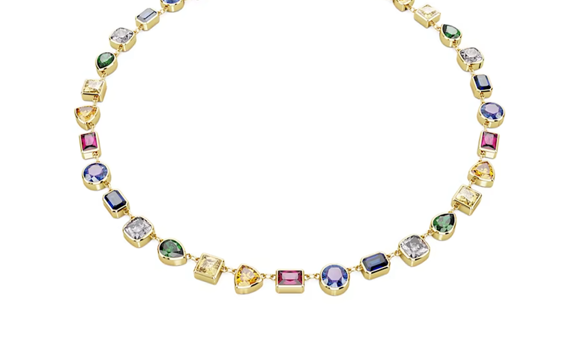 (Women) Swarovski Imber Multicolor Cubic Zirconia Crystal Gold-Tone Necklace for Women. 5662915