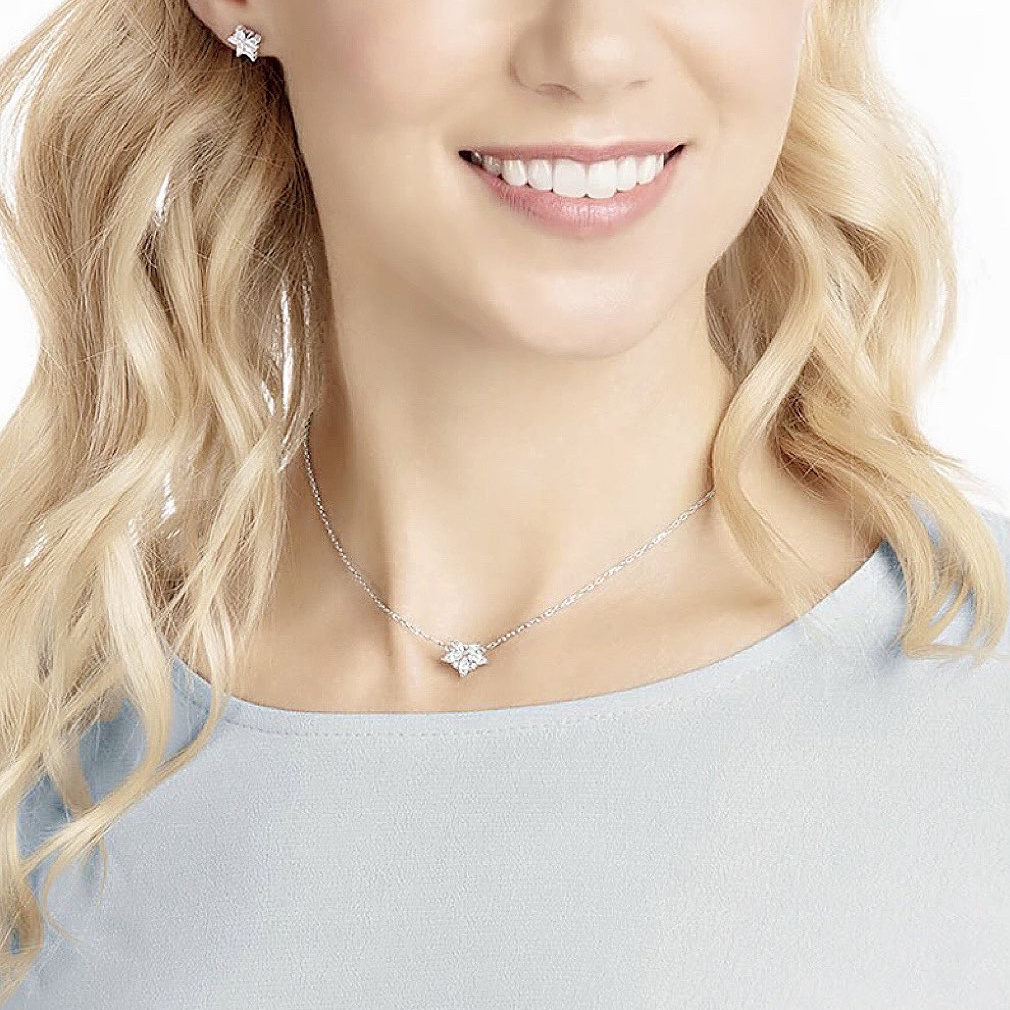 (Women) Swarovski Lady Snowflake Rhodium-Plated Necklace Set for Women. 5411120 圖 4