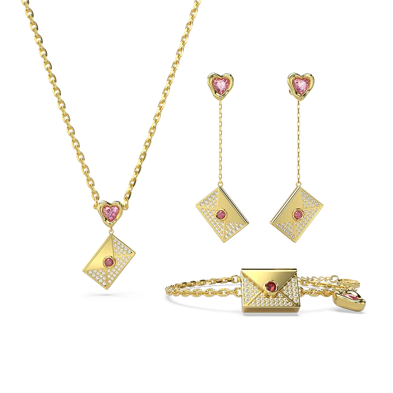 (Women) Swarovski Letra Gold-Tone Necklace with Heart & Letter Cubic Zirconia Pendant. 5665866