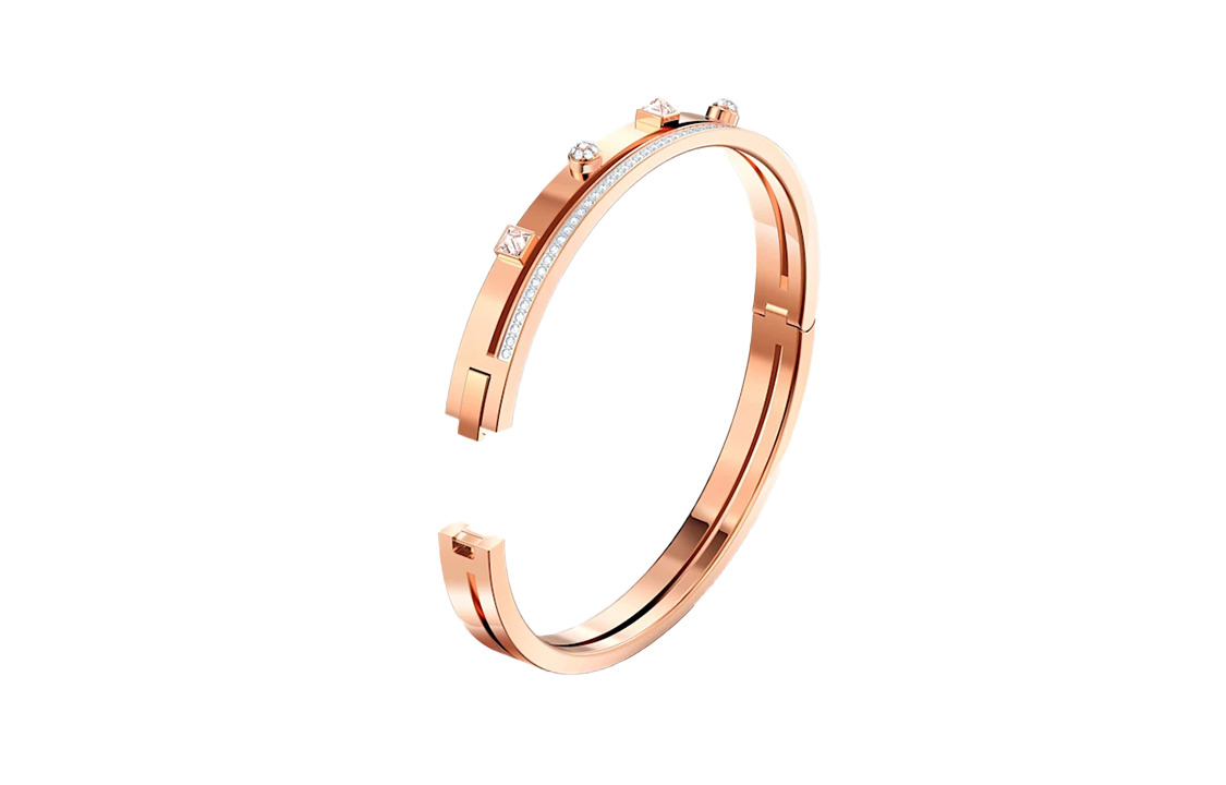 Lookbook (W) 스와로브스키 리니어 크리스탈 여성 팔찌 - 로즈 골드. 5572914+5555746