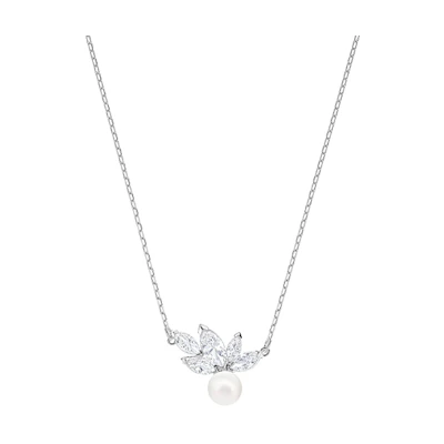(Women) Swarovski Louison Pearl Rhodium-Plated Crystal Necklace for Women - White. 5422685