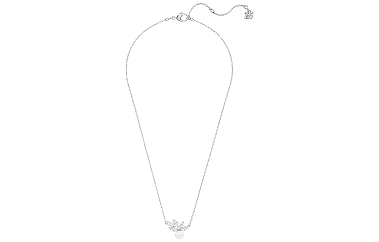 (Women) Swarovski Louison Pearl Rhodium-Plated Crystal Necklace for Women - White. 5422685 圖 3