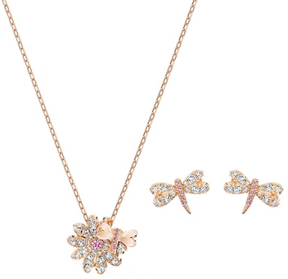 (W) 施華洛世奇愛之花園粉色花朵蜻蜓項鍊耳環套裝 5518141 Buy (W) 施華洛世奇愛之花園粉色花朵蜻蜓項鍊耳環套裝 5518141