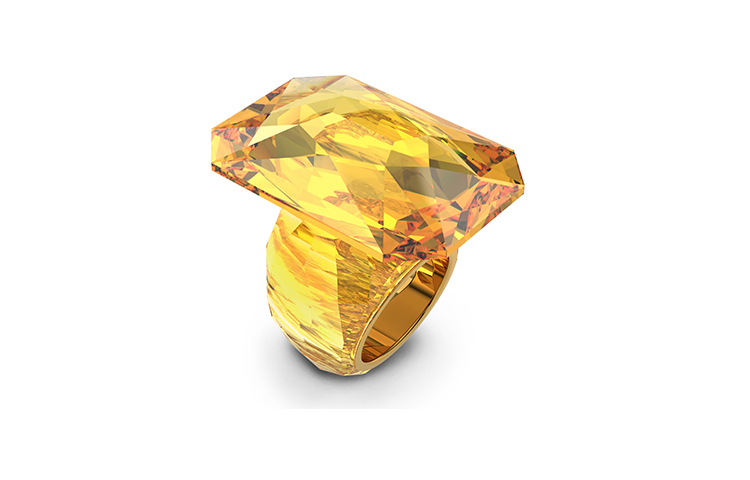 (Women) Swarovski Lucent  Yellow Crystal Ring Elegant Design. 5607357