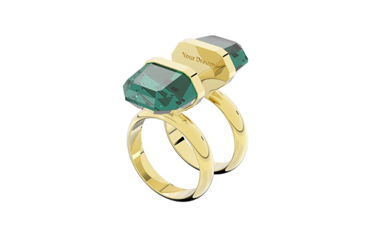 (Women) Swarovski Lucent Engraved Letter Ring for Women in Gold. 5620719