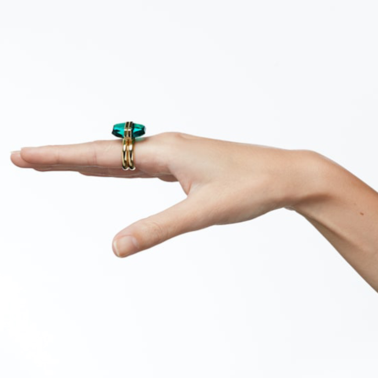 Lookbook (W) Anillo Doble Magnético Swarovski Lucent Cristal Verde 5620713
