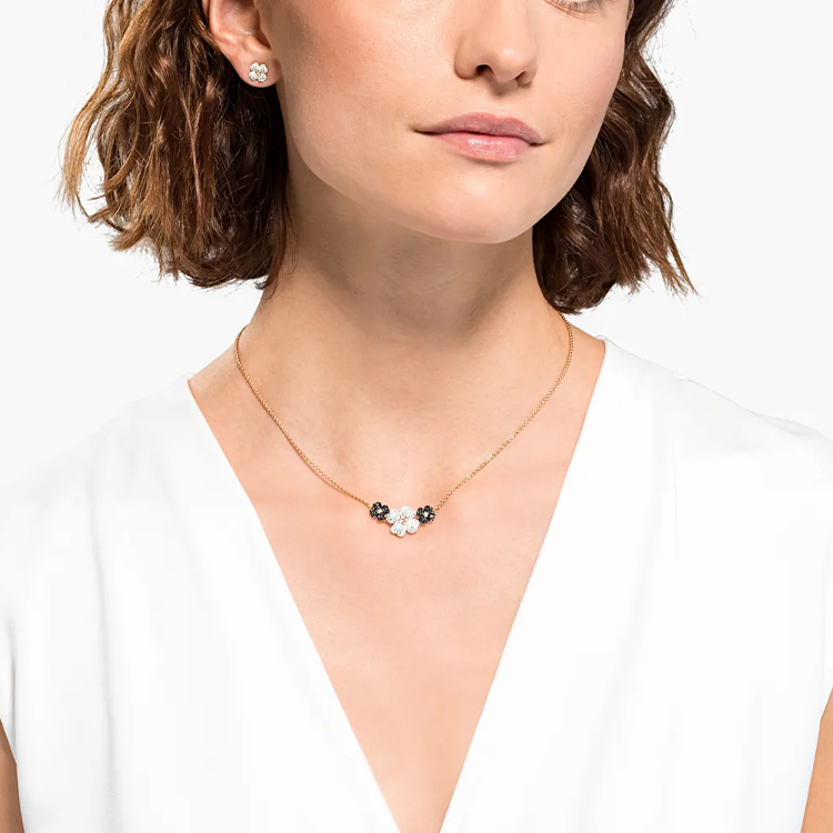 Purchase (W) 施華洛世奇幸運四葉草項鍊套裝 女士 - 玫瑰金鑲水晶 5520946