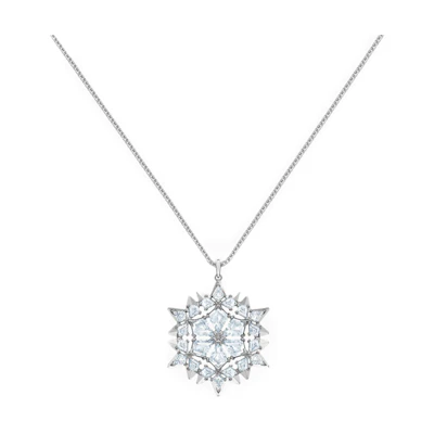 (Women) Swarovski Magic Snowflake Crystal Necklace for Women in Platinum Tone. 5498960
