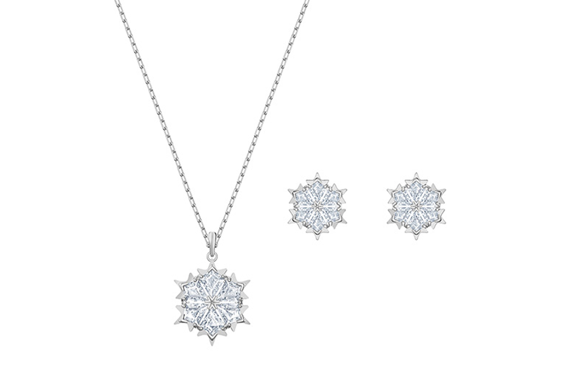 (Women) Swarovski Magic Snowflake Necklace & Earring Set for Women Jewelry Gift. 5506235
