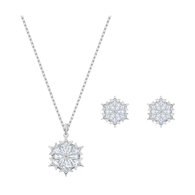 (Women) Swarovski Magic Snowflake Necklace & Earring Set for Women Jewelry Gift. 5506235