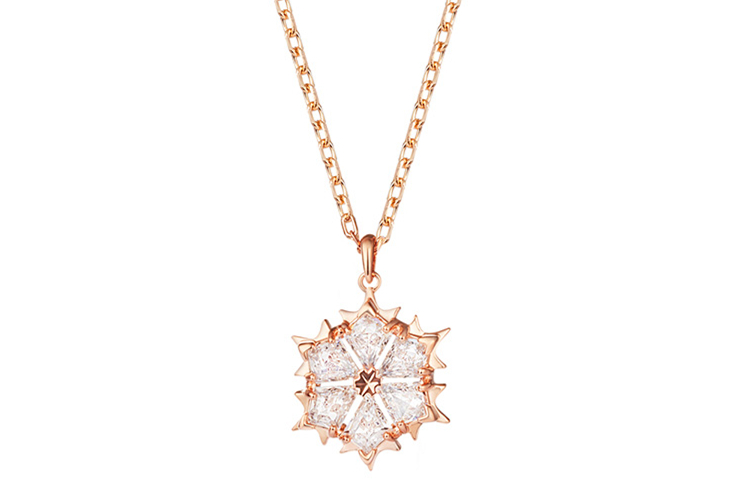 (Women) Swarovski Magic Snowflake Rose Gold/White Crystal Necklace for Women. 5428431