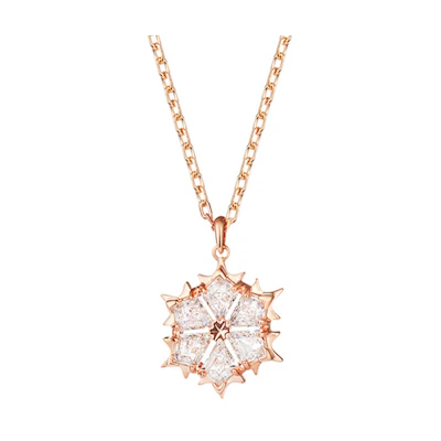 (Women) Swarovski Magic Snowflake Rose Gold/White Crystal Necklace for Women. 5428431