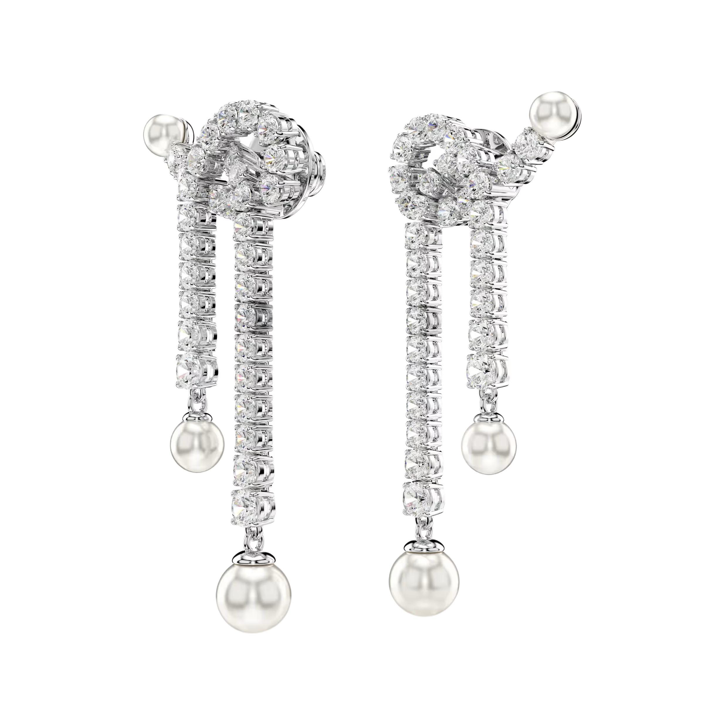 (Women) Swarovski Matrix Chain Imitation Pearl Cubic Zirconia Earrings White for Women 5692417 圖 3