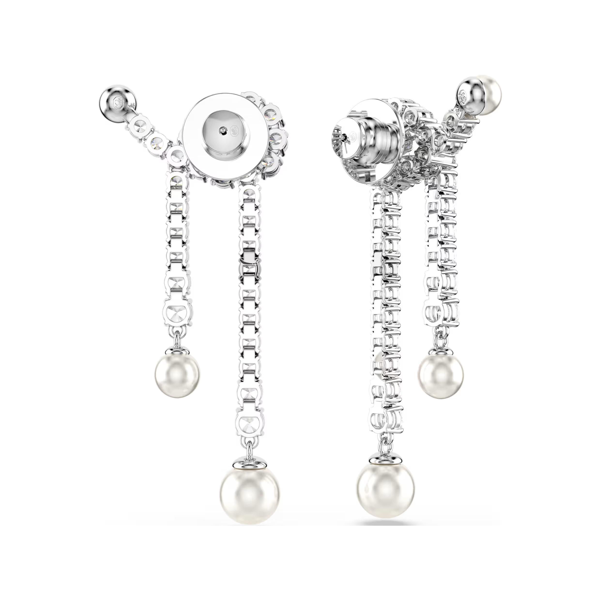 (Women) Swarovski Matrix Chain Imitation Pearl Cubic Zirconia Earrings White for Women 5692417 圖 5