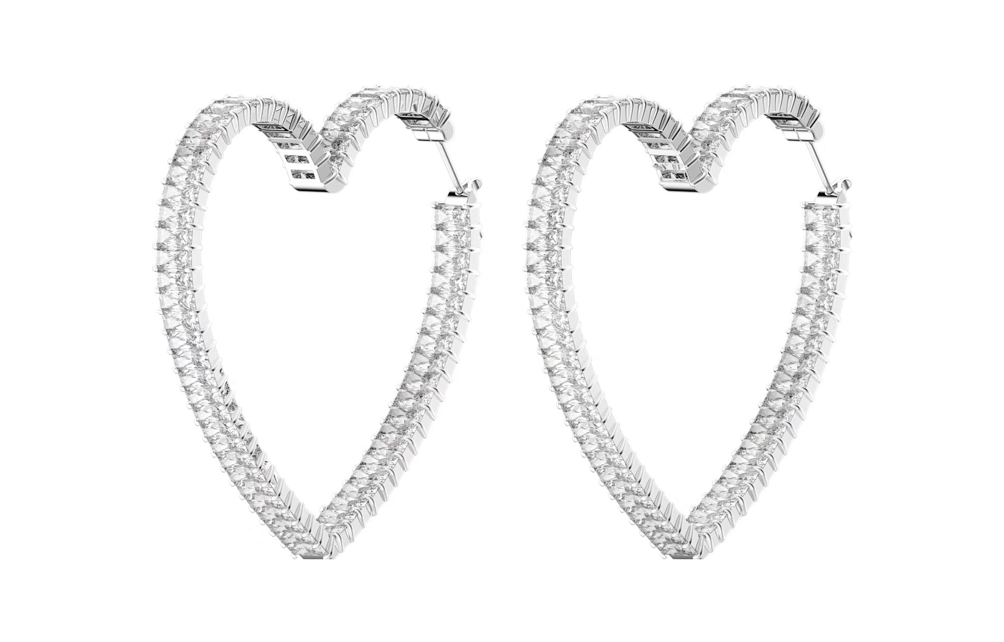 Shop (W) 施華洛世奇 Matrix 心形大圈耳環 銀色 - 珠寶 5647591